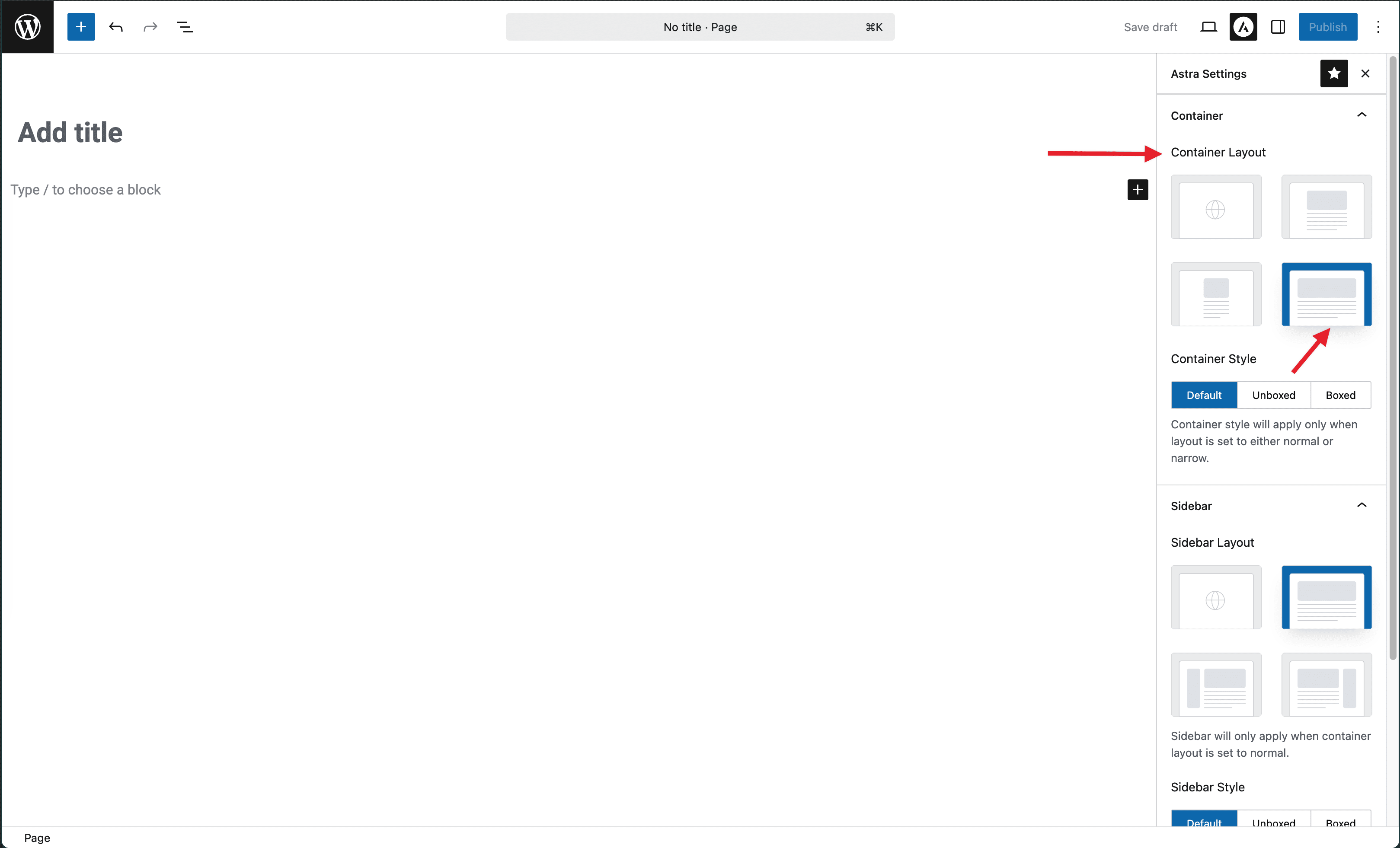 Astra Settings: Set Full Width