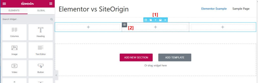 Elementor column structure