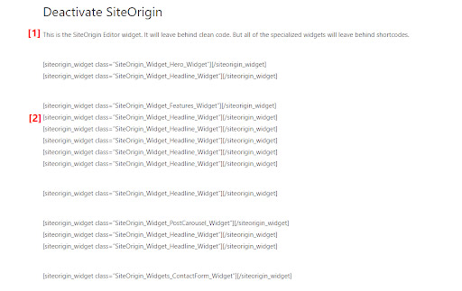 HTML after deactivating siteorigin