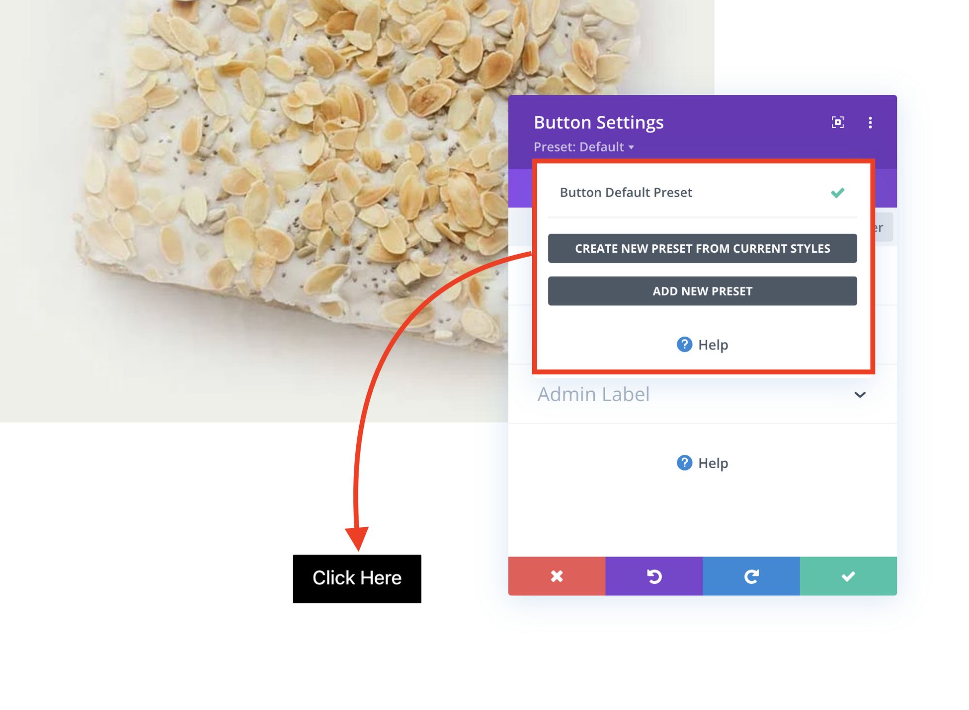 divi add preset option