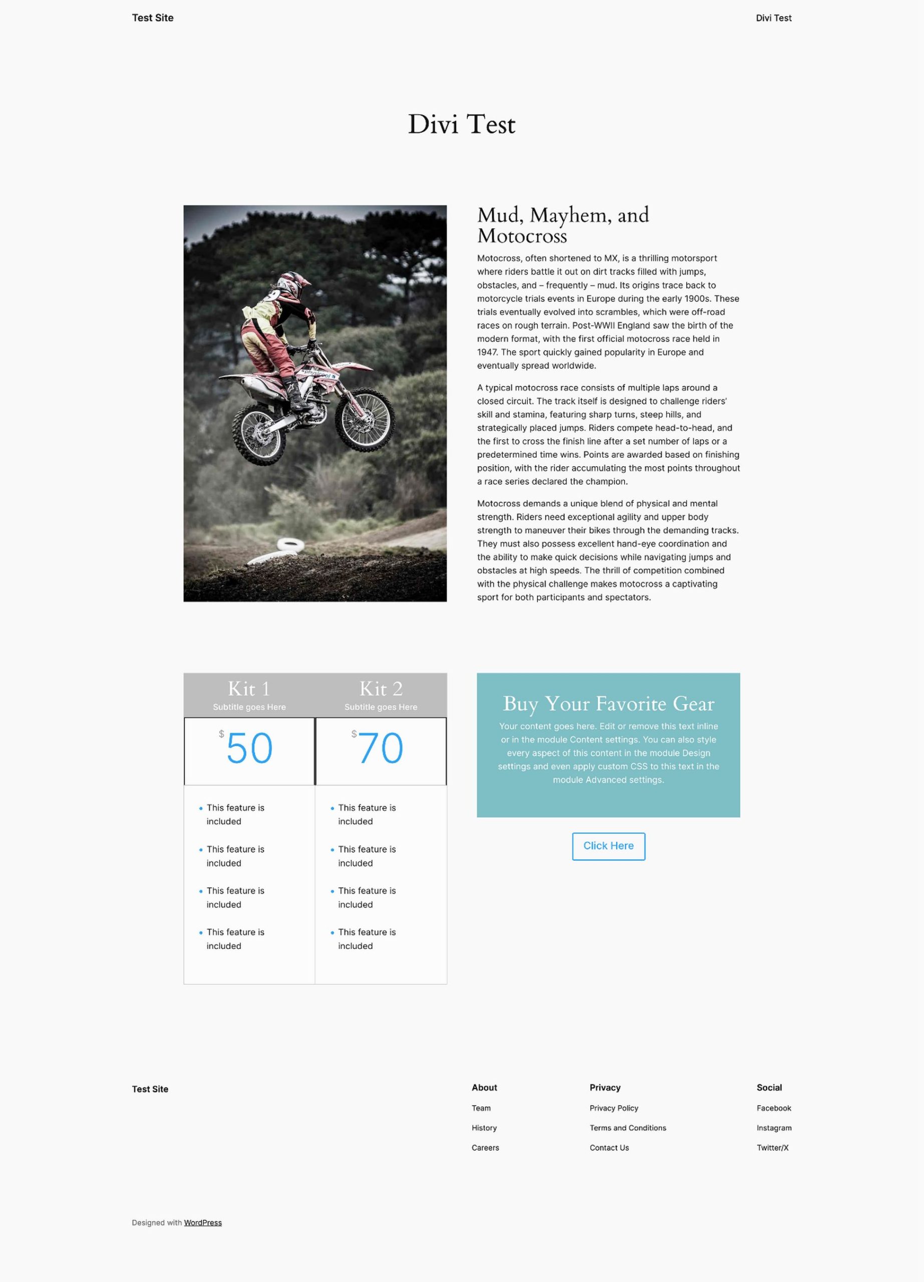 divi test page design