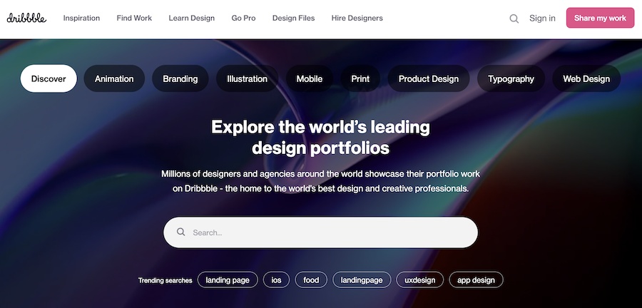 Dribbble homepage