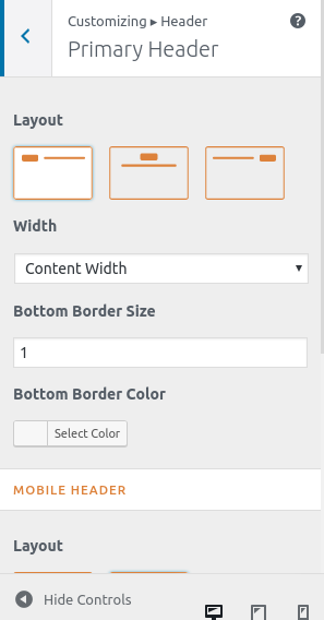 Header Layout Option