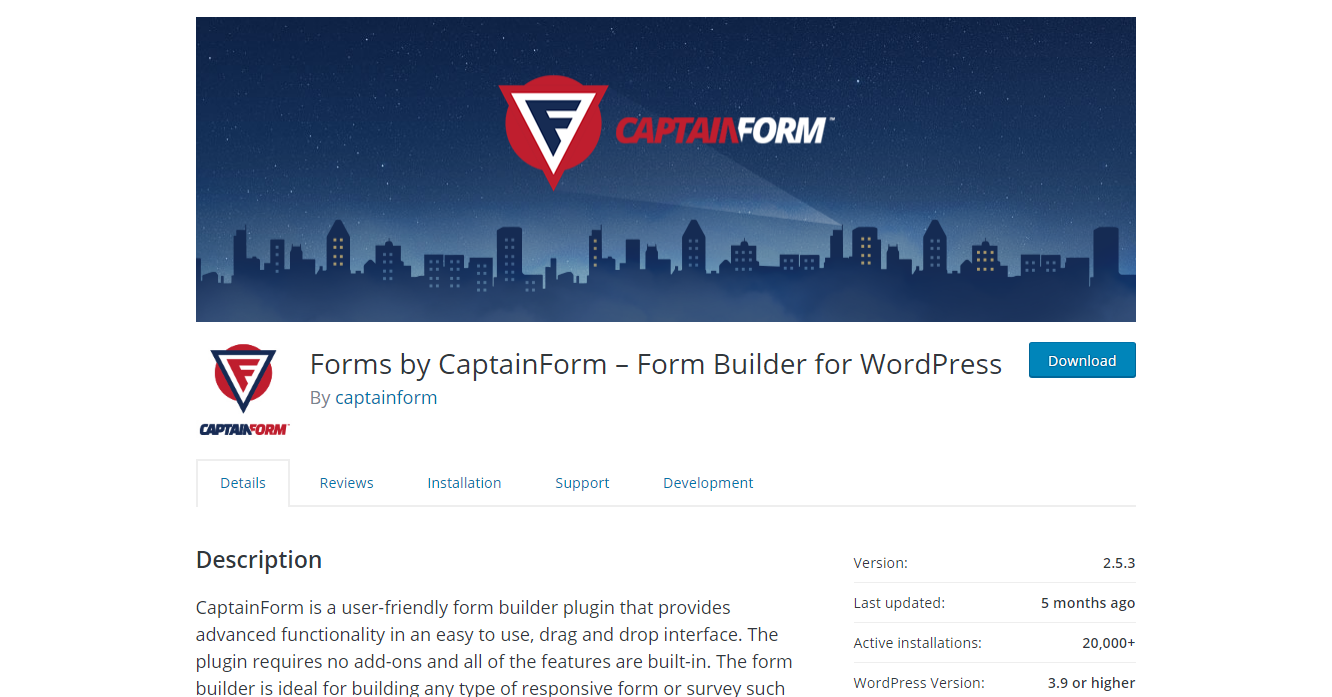 Forms by CaptainForm WordPress plugin