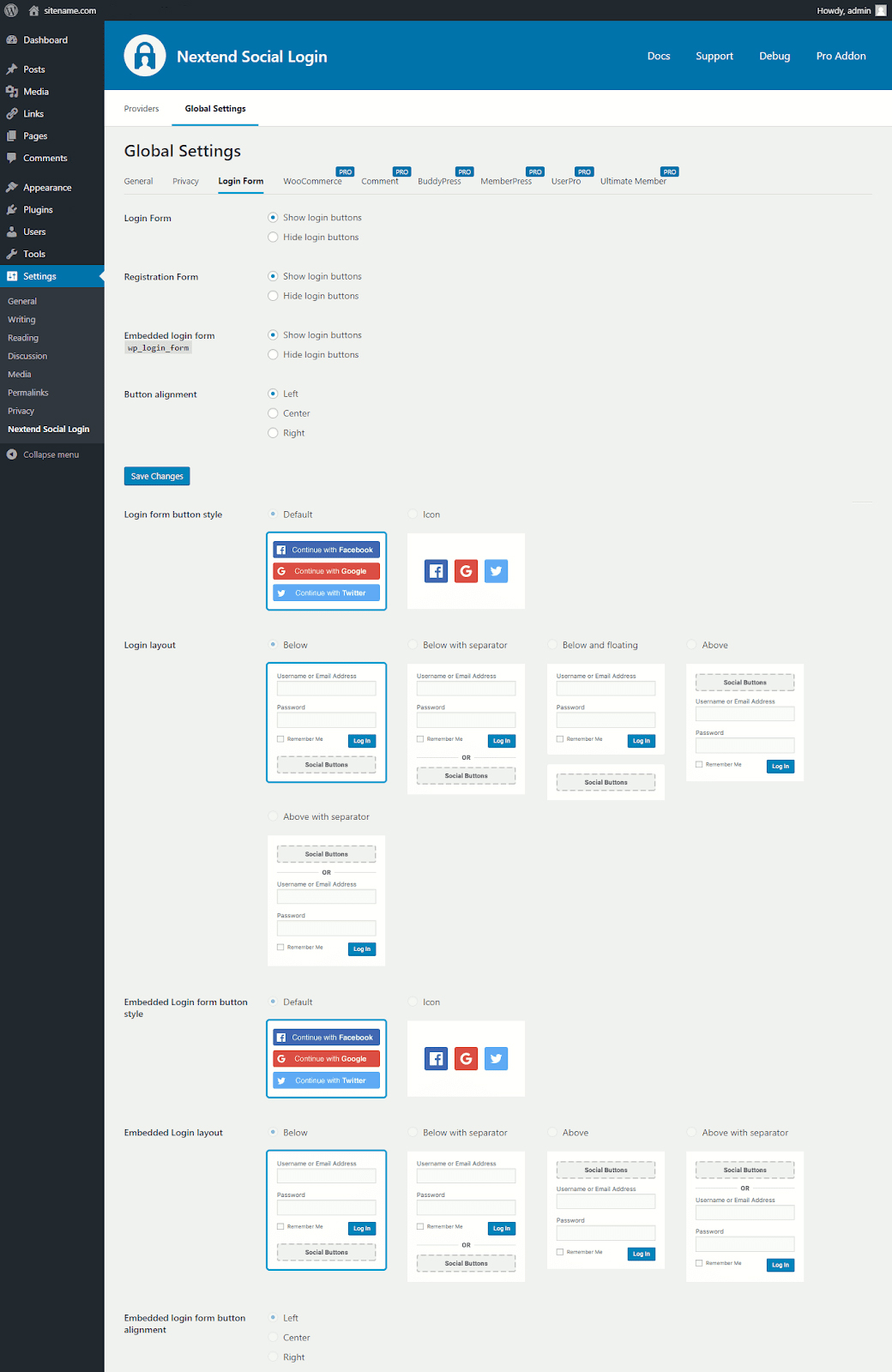 Nextend social login options