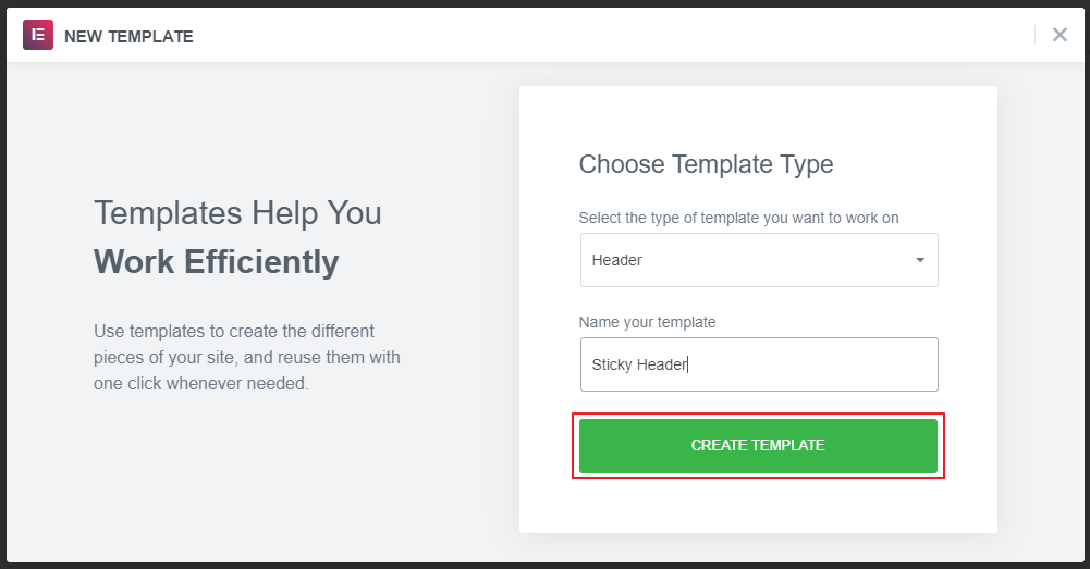 Create Template Settings in Elementor