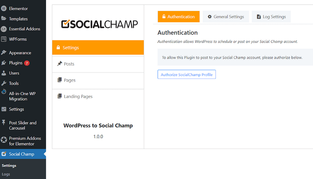 Social champ settings