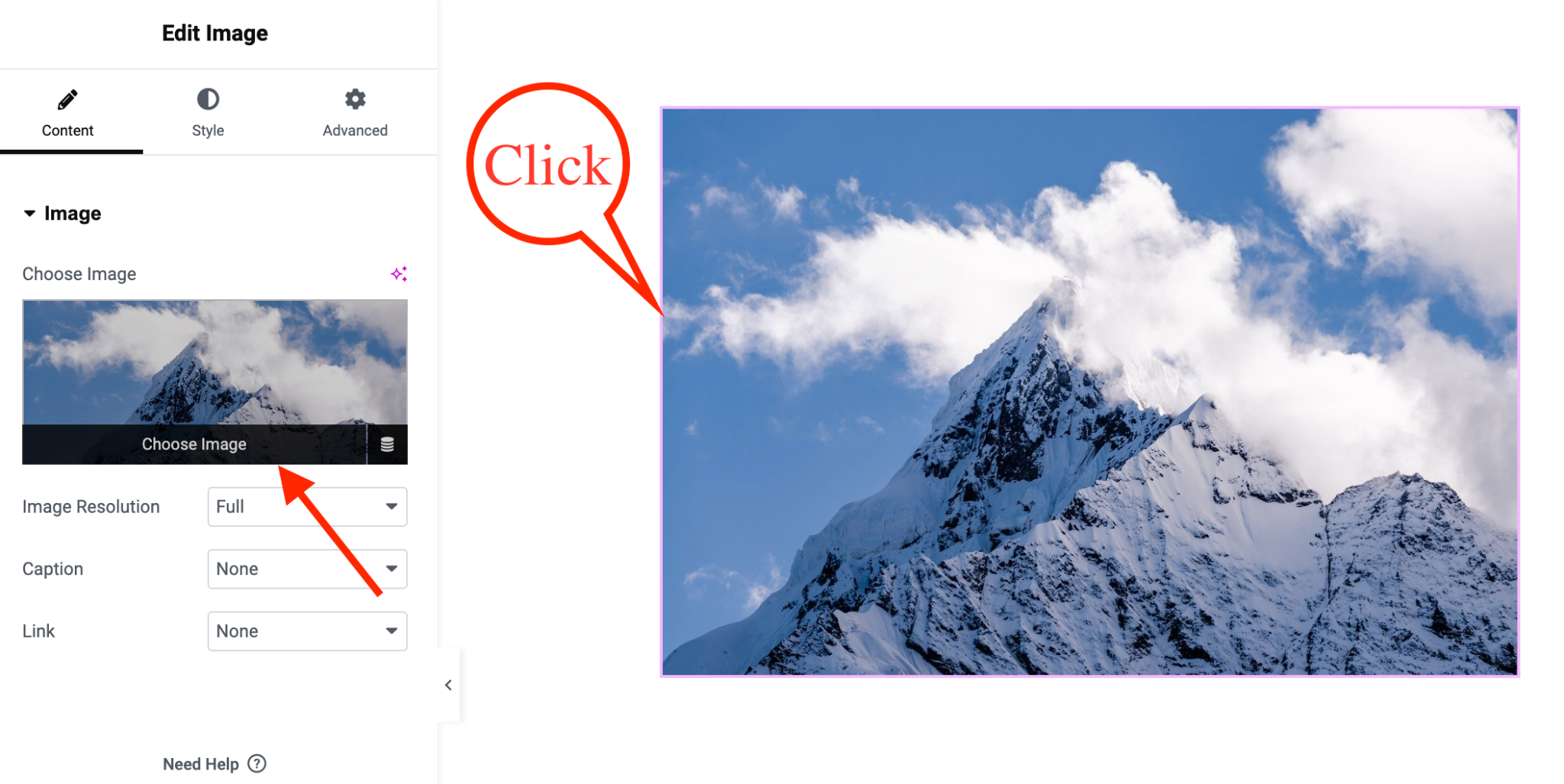 add image with image widget