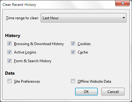 firefox clear recent history