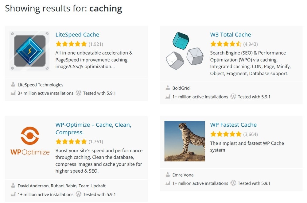 Free WordPress caching plugins