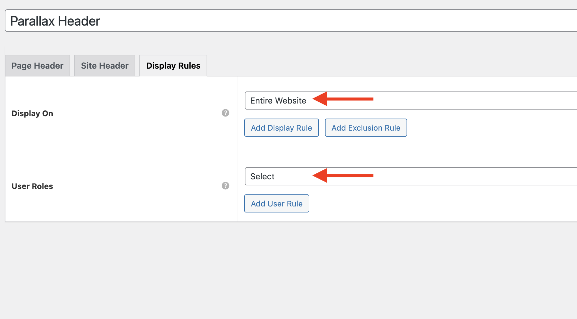 page header display condition