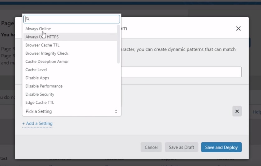 selecting page rule