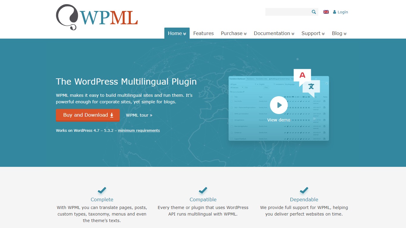 wpml homepage screenshot