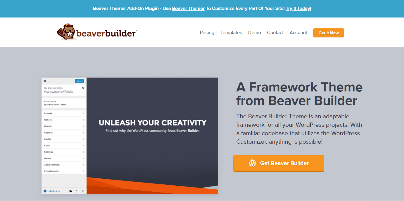 Beaver Builder theme homepage screenshot