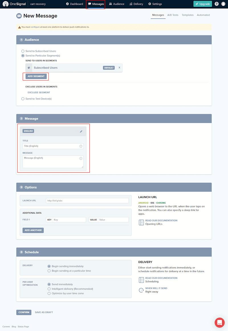 Add Segment in OneSignal