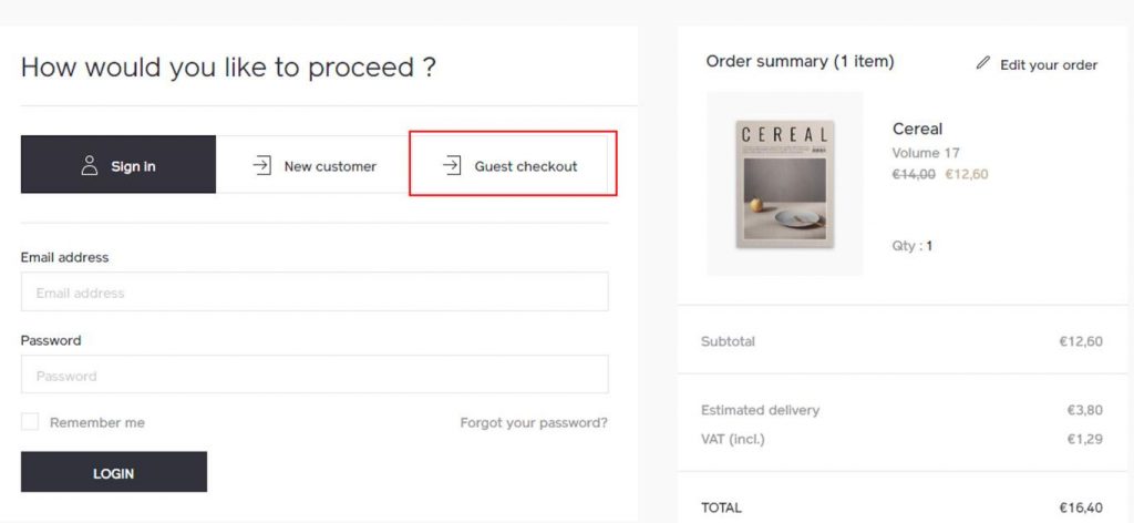 Guest checkout option image