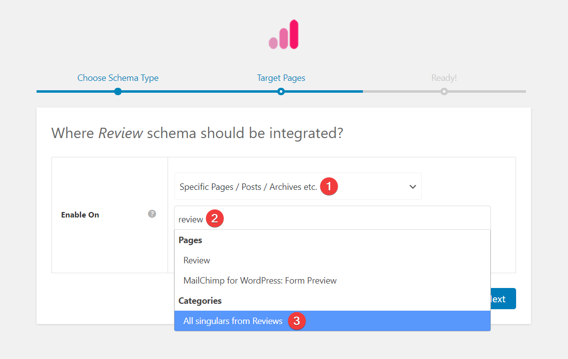 Option to select the location for the schema markup