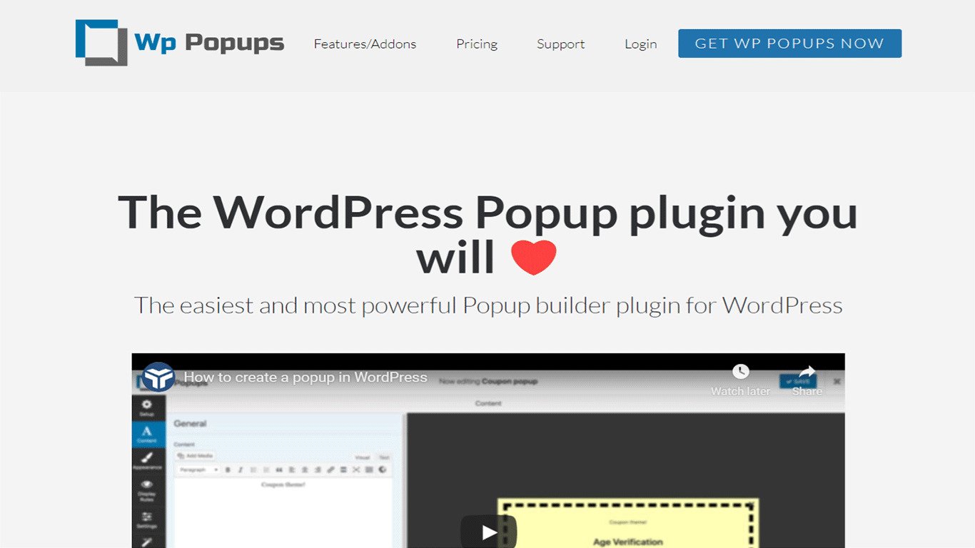 WP Popups plugin site 