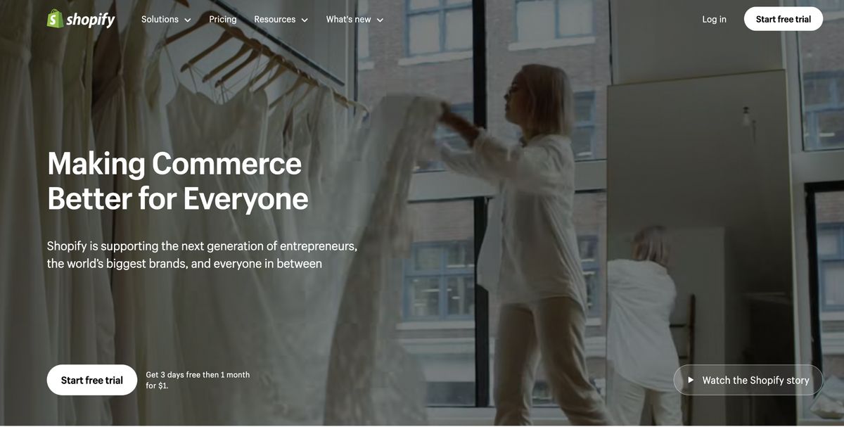 shopify homepage