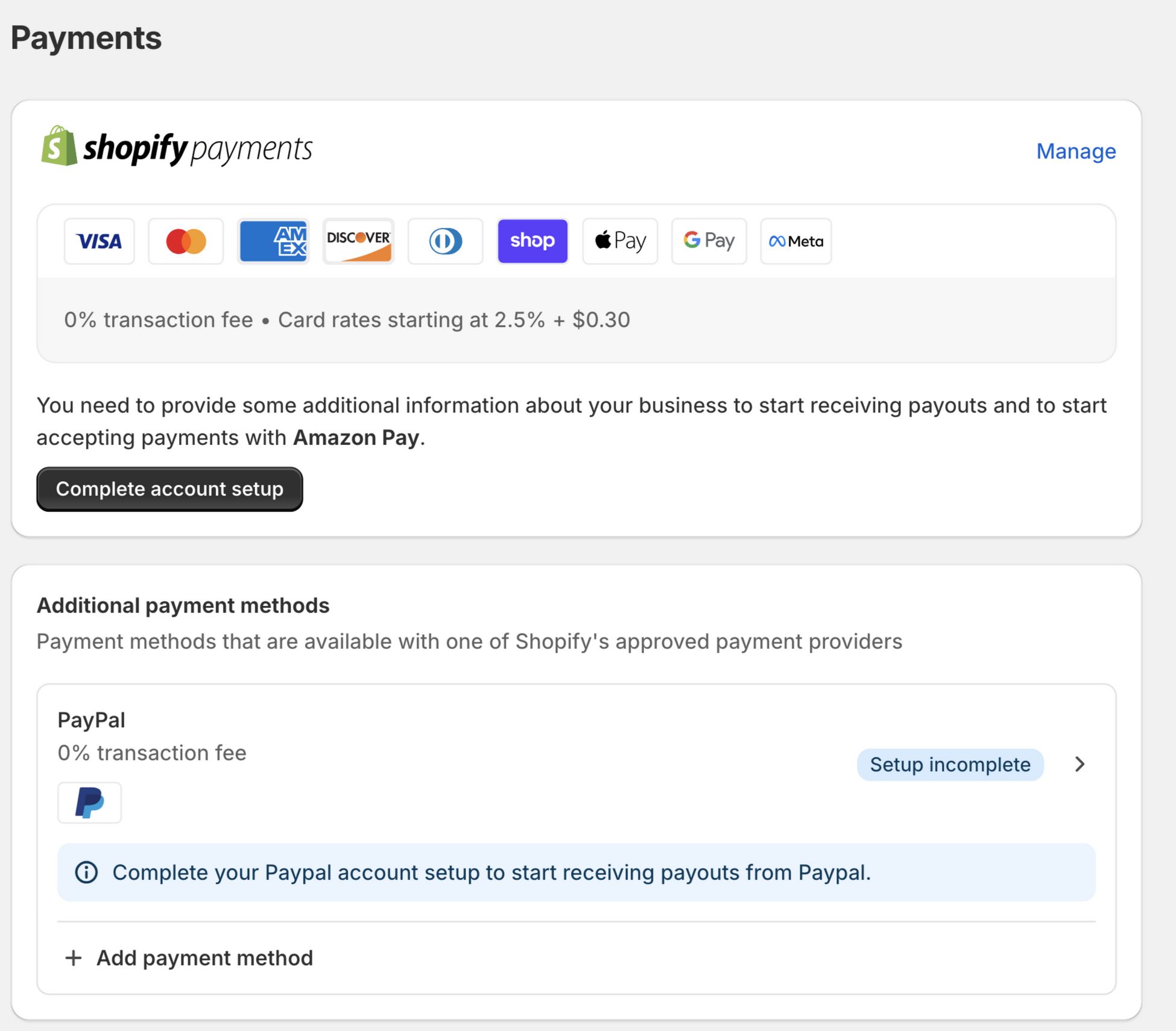 shopify payment methods