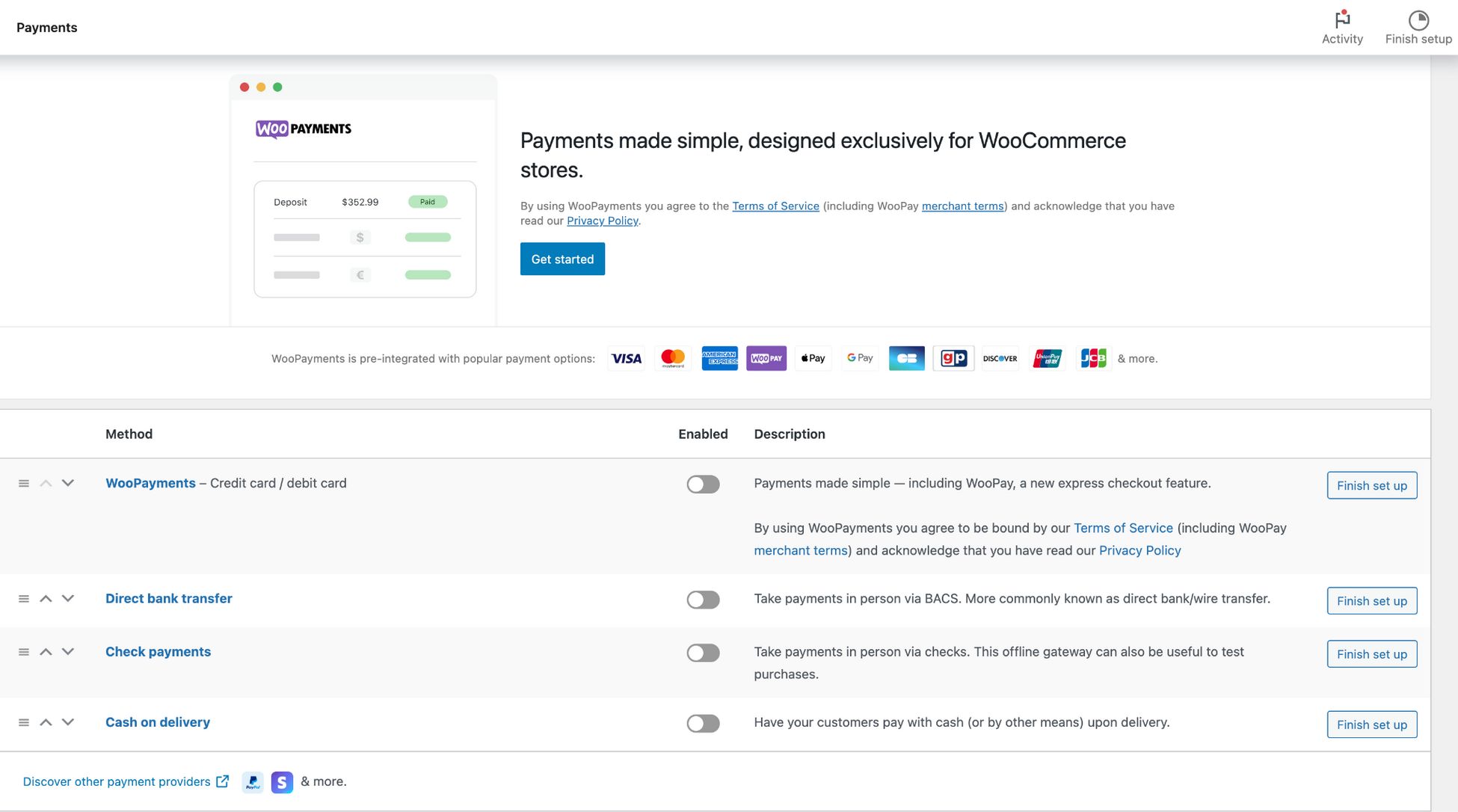 woocommerce payment methods