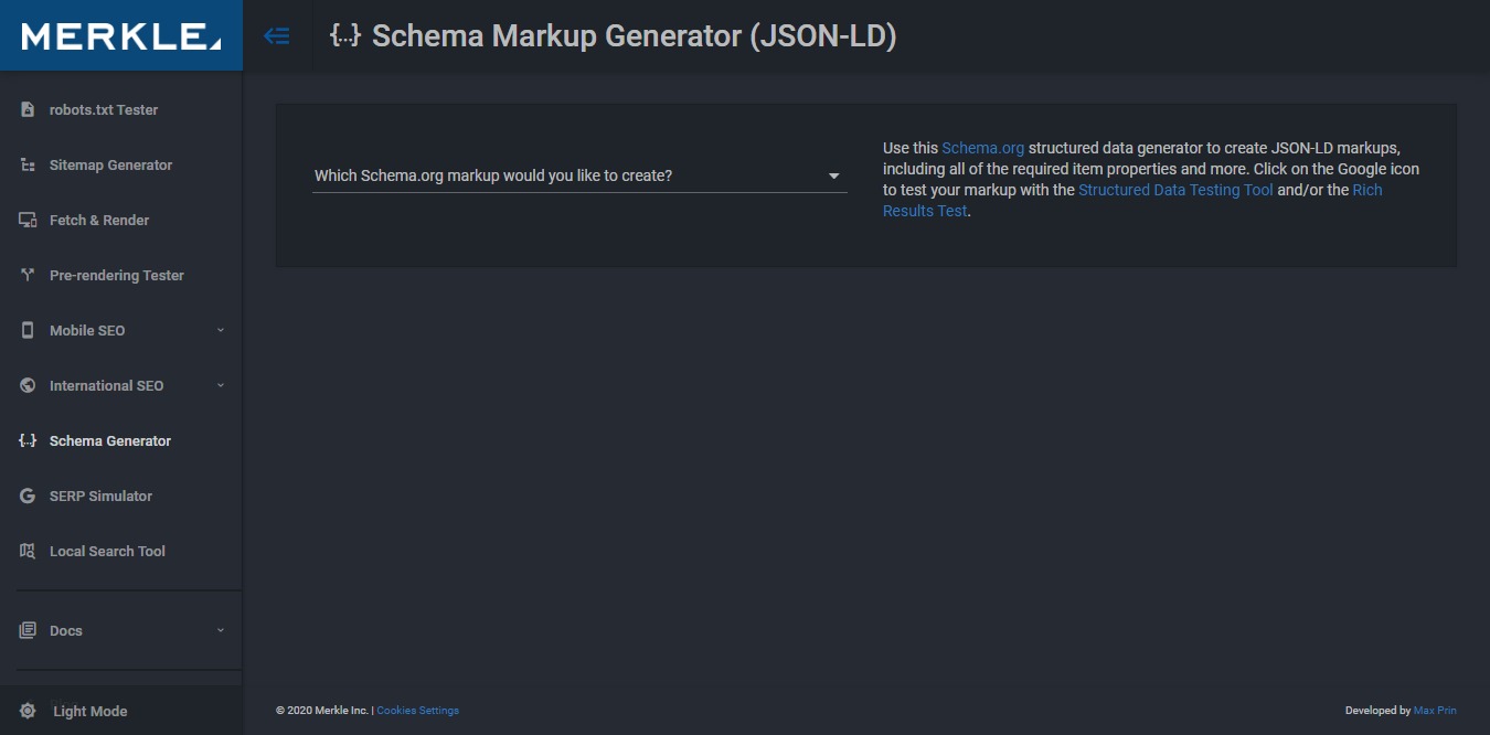 Schema Markup Generator Tool by Merkle