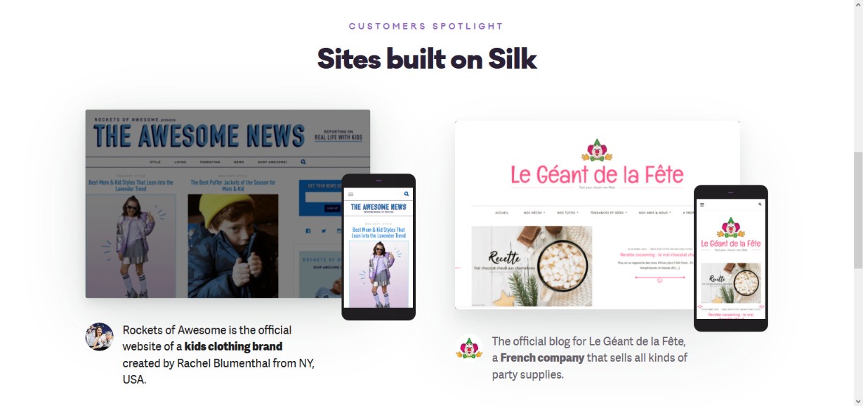 silk theme demo site