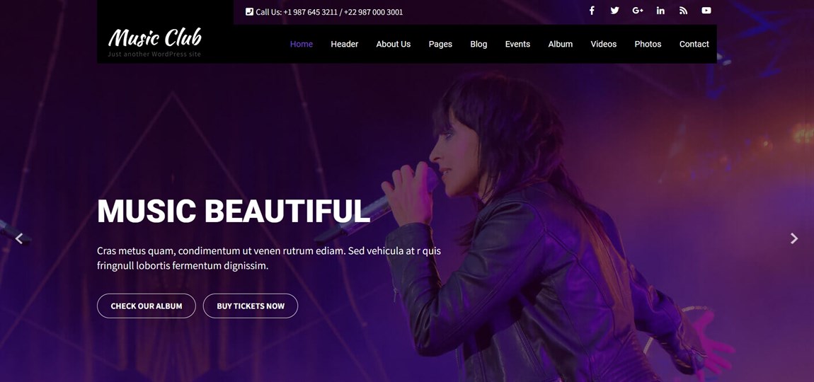 Music Club WordPress theme