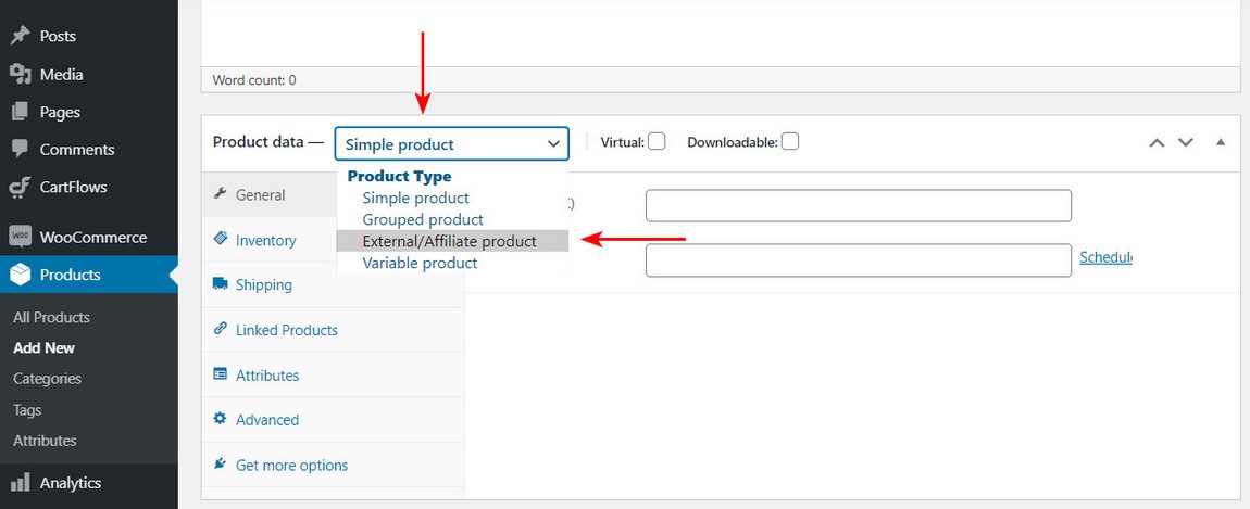 WooCommerce product data