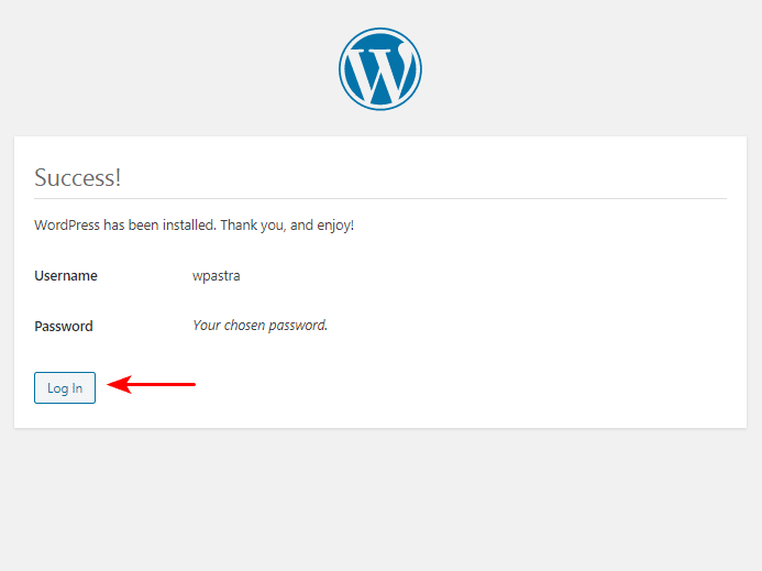 WordPress succesfull installation on windows