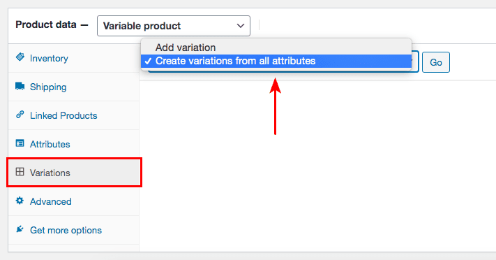 woocommerce attributes variations