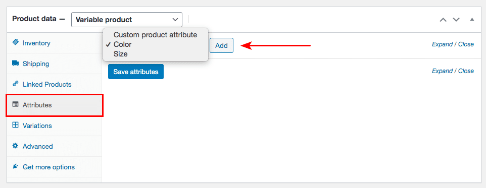 woocommerce set custom product attributes