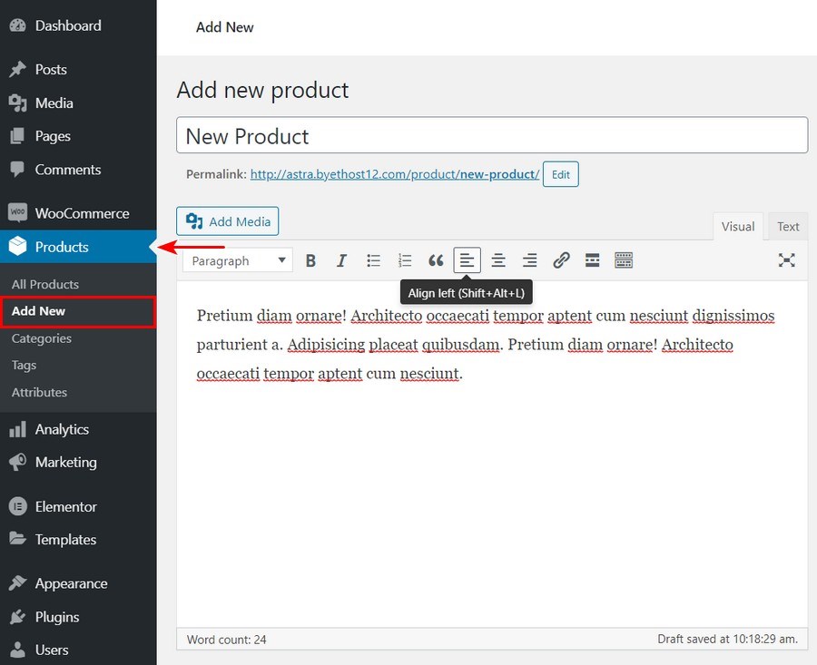 Add new product WooCommerce