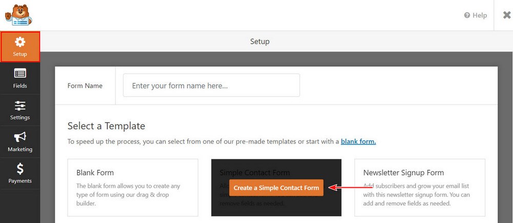 Create new WP Form