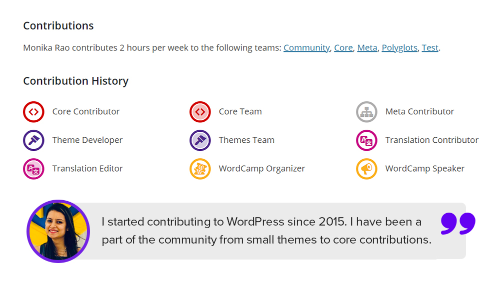 Monica WordPress Core Contributor