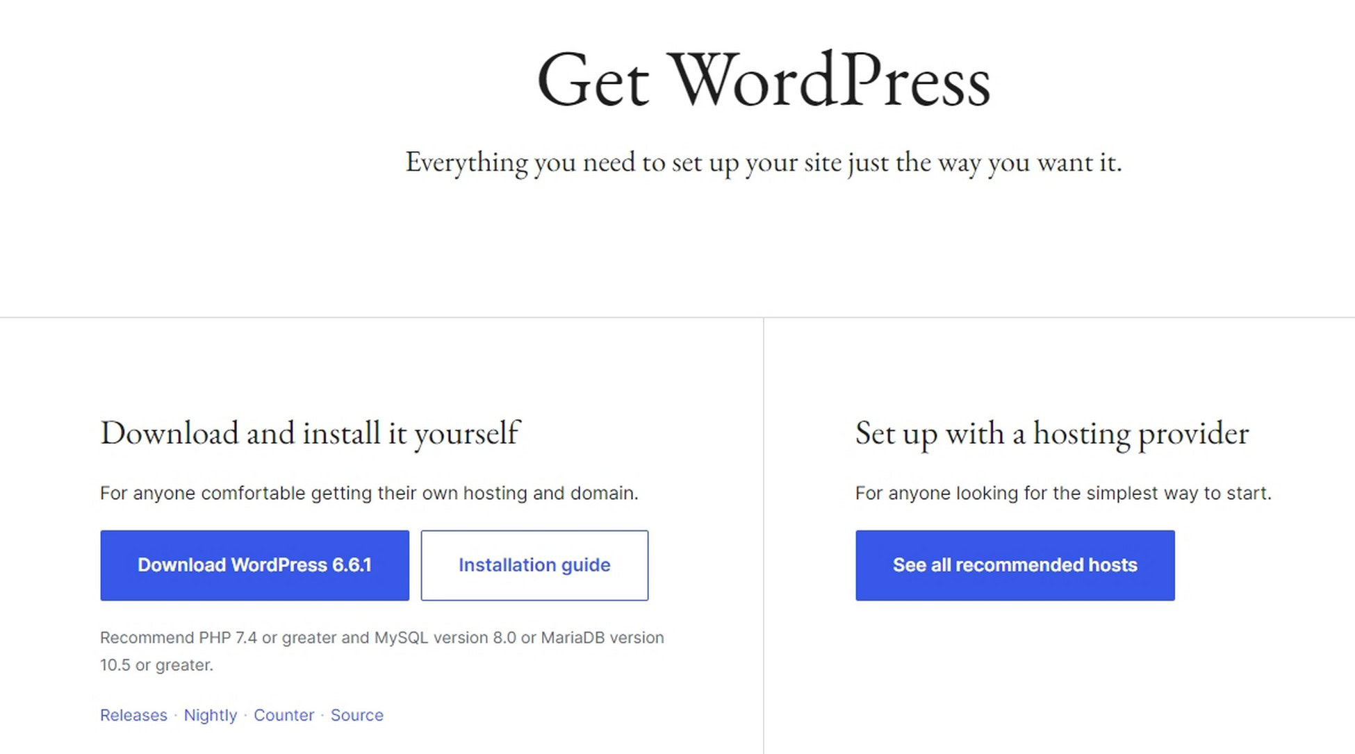 Download the latest version of WordPress