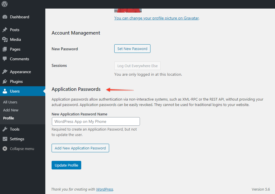 WordPress Application Password