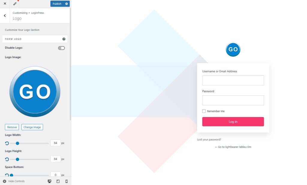 Add logo on custom login form using LoginPress