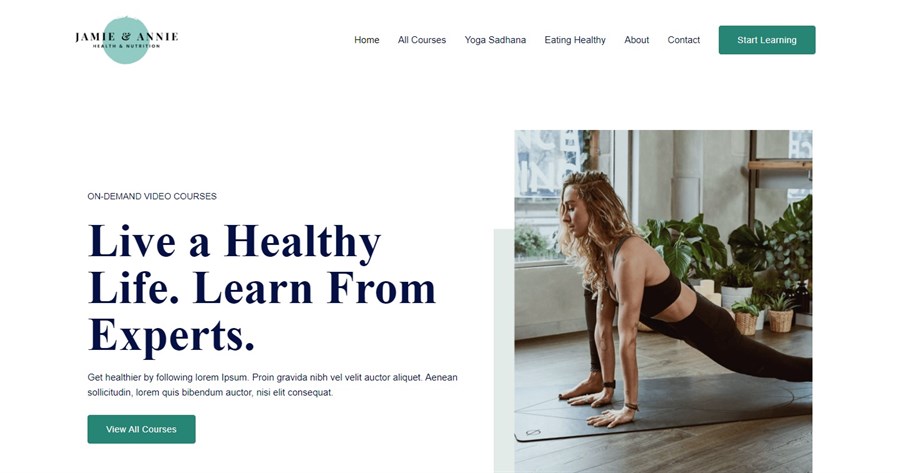 Astra Online Health Coach gutenberg template