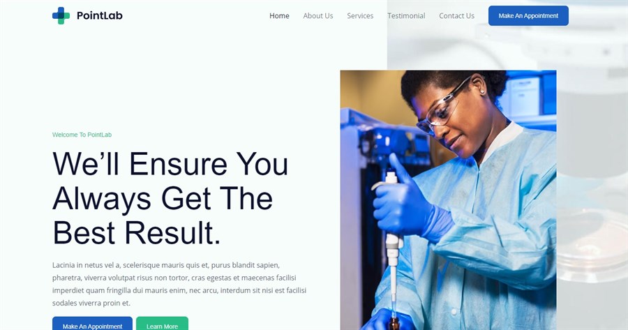 Diagnostics Lab Astra gutenberg template