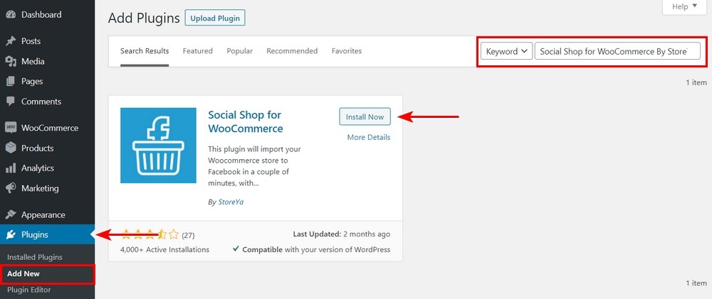 Install Social shop for WooCommerce plugin