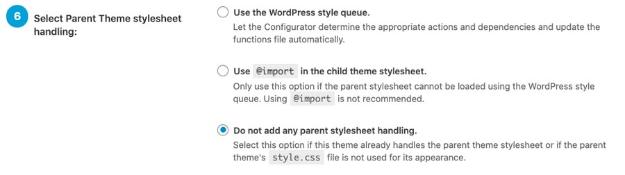 Child theme configurator settings 4