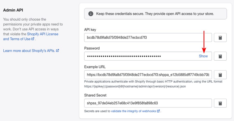 Shopify admin API