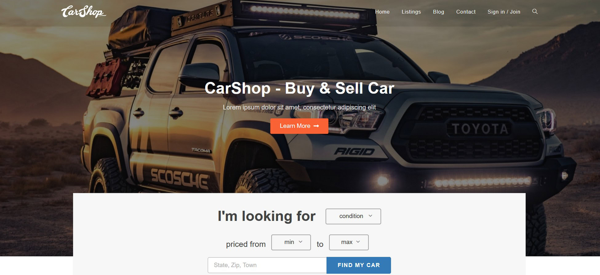 OceanWP Carshop WordPress theme for car dealerships