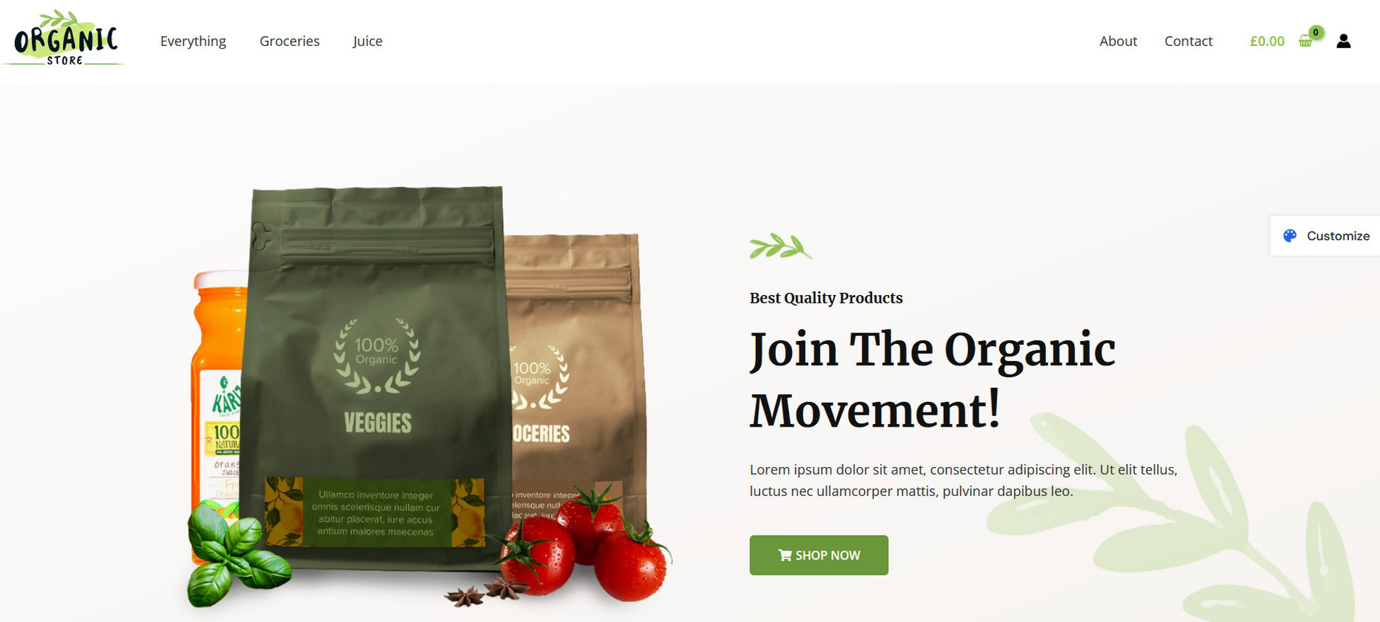 the organic store template