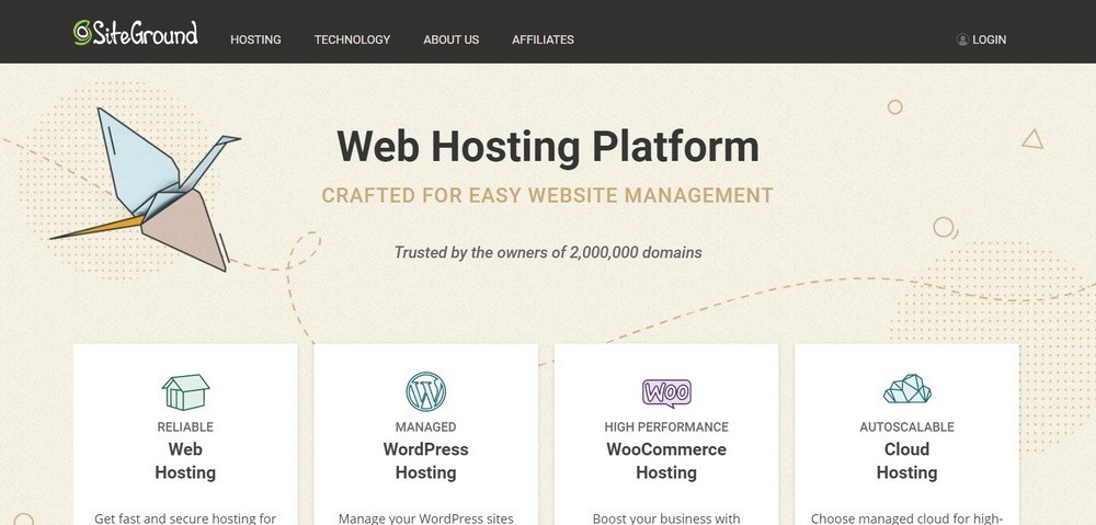 SiteGround hosting homepage