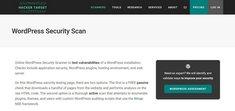 WordPress Security Scan website