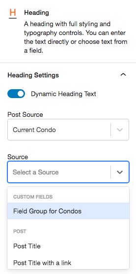 heading block properties