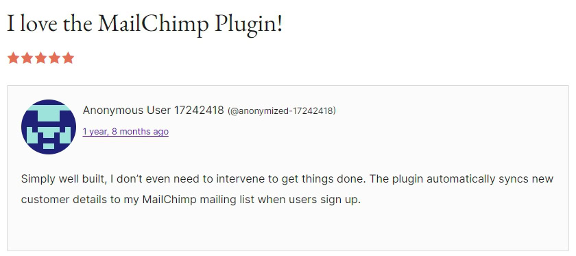 Mailchimp for WooCommerce reviews