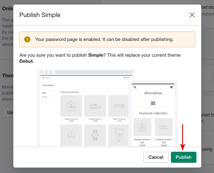publish shopify theme